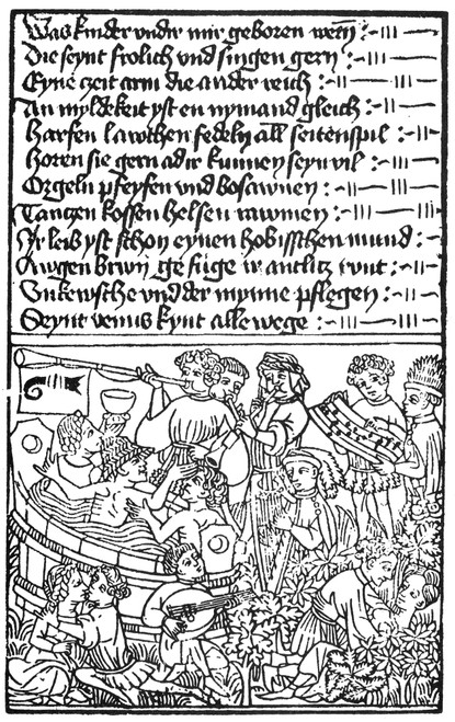 Books: Incunabulum. /Nthe Influences Of Venus (With The Arms Of Basle). The Tenth Block From A 15Th Century Swiss Or Upper German Block-Book, 'The Planets.' Poster Print by Granger Collection - Item # VARGRC0080819