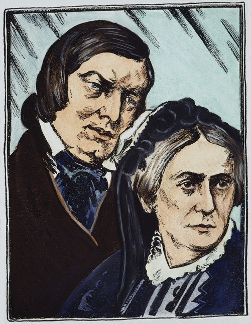 Robert Schumann (1810-1856). /Ngerman Composer. Schumann With His Wife, German Pianist And Composer Clara Schumann (1819-1896). Drawing, C1932, By Samuel Nisenson. Poster Print by Granger Collection - Item # VARGRC0059246