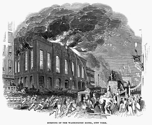 New York: Hotel Fire, 1844. /N'Burning Of The Washington Hotel, New York.' Wood Engraving From An English Newspaper Of 1844. Poster Print by Granger Collection - Item # VARGRC0094061
