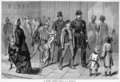 Policeman, 1878. /Na Policeman Making A Street Arrest. Wood Engraving, American, 1878. Poster Print by Granger Collection - Item # VARGRC0000060
