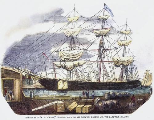Clipper Ship, 1851. /Nthe American Clipper Ship 'R.B. Forbes,' Intended As A Packet Ship Between Boston And The Sandwich Islands (Hawaii): Wood Engraving, C1851. Poster Print by Granger Collection - Item # VARGRC0064764
