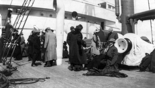 Titanic: Survivor, 1912. /Ngroups Of 'Titanic' Suvivors Aboard The 'Carpathia.' Photographed 27 May 1912. Poster Print by Granger Collection - Item # VARGRC0109476