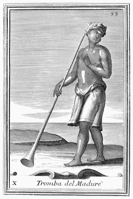 Indian Trumpet, 1723. /Ncopper Engraving, 1723, By Arnold Van Westerhout. Poster Print by Granger Collection - Item # VARGRC0079897