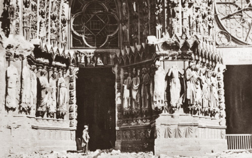 Wwi: Rheims Cathedral. /Nthe Western Doorway Of The Rheims Cathedral In France, Shattered By German Fire During World War I. Photograph, C1918. Poster Print by Granger Collection - Item # VARGRC0408382
