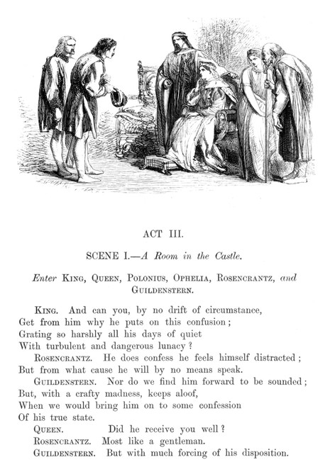 Shakespeare: Hamlet. /Nact Iii, Scene 1. Wood Engraving After Sir John Gilbert (1817-1897). Poster Print by Granger Collection - Item # VARGRC0046596