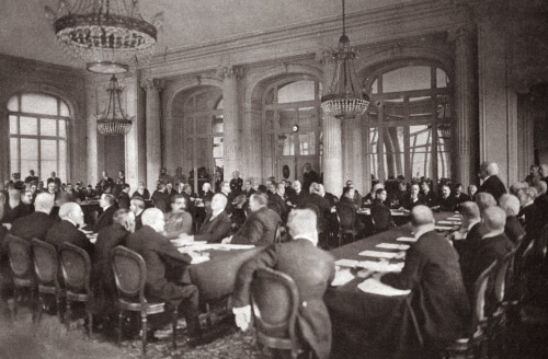 Treaty Of Versailles, 1919. /Nfrench Premier Clemenceau Addressing The German Delegates Prior To Delivering The Peace Treaty At The Trianon Palace Hotel, Versailles, France. Photograph, 1919. Poster Print by Granger Collection - Item # VARGRC0409378