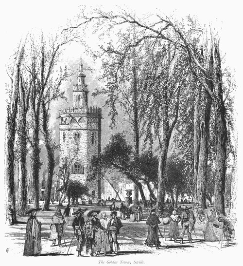 Spain: Seville, C1875. /Nview Of The Golden Tower Of Seville, Spain. Wood Engraving, C1875, After Harry Fenn. Poster Print by Granger Collection - Item # VARGRC0005663