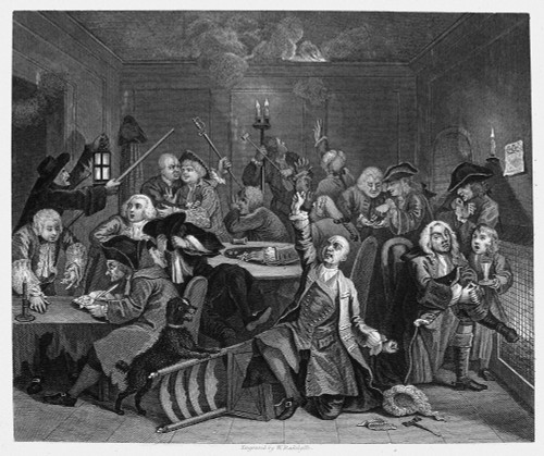 Hogarth: Rake'S Progress. /N'Gaming House Scene.' Steel Engraving, C1840, After The Original Etching And Engraving, 1732-33, By William Hogarth. Poster Print by Granger Collection - Item # VARGRC0002107