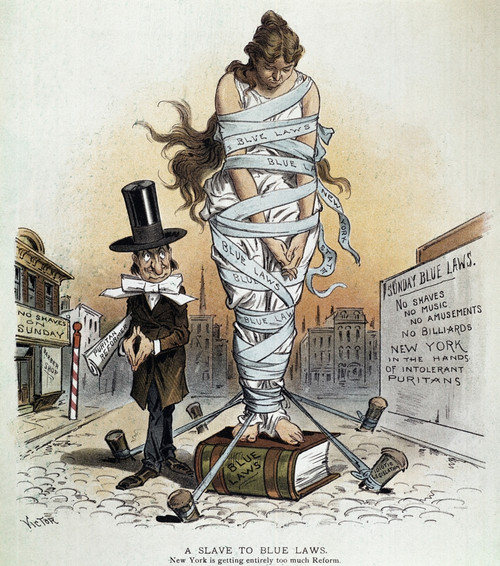 Blue Laws Cartoon, 1895. /Nan 1895 Cartoon Comment On New York City'S 'Blue Laws.' Poster Print by Granger Collection - Item # VARGRC0046803