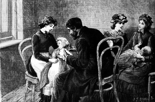 Smallpox Vaccination, 1883. /Ninfants Being Vaccinated Against Smallpox With Glycerinated Calf Lymph. Wood Engraving, English, 1883. Poster Print by Granger Collection - Item # VARGRC0119847