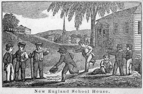 One-Room Schoolhouse, 1842. /Nnew England Schoolhouse. Wood Engraving, American, 1842. Poster Print by Granger Collection - Item # VARGRC0014894
