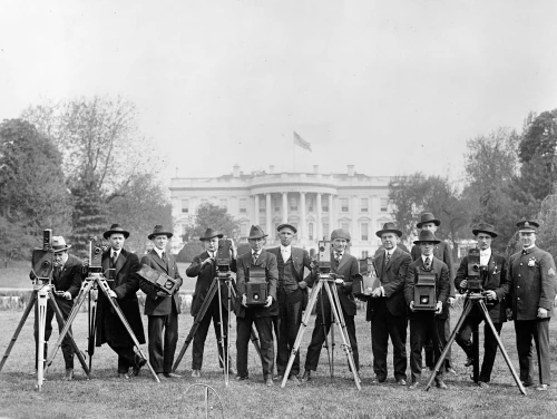 Cameramen, C1923. /Ngroup Of Cameramen Outside The White House In Washington, D.C., C1923. Poster Print by Granger Collection