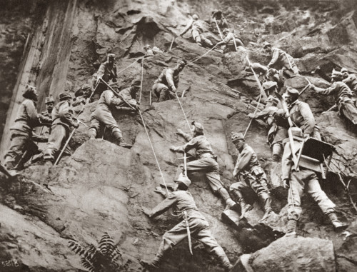 World War I: Italian Alps. /Naustrian Troops Climbing Over A Mountain Pass In The Italian Alps During World War I. Photograph, C1917. Poster Print by Granger Collection - Item # VARGRC0408077