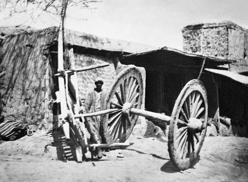 Uzbekistan: Cart, C1870. /Na Man Near Zarafshan, Uzbekistan, With Parts Of A Cart Made In Bukhara. Photographed C1870. Poster Print by Granger Collection - Item # VARGRC0121996