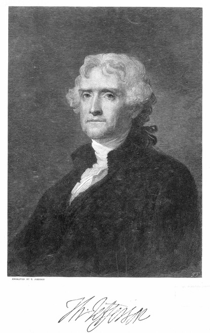 Thomas Jefferson (1743-1826). /Nthird President Of The United States. Wood Engraving After A Painting By Gilbert Stuart, 18Th Century. Poster Print by Granger Collection
