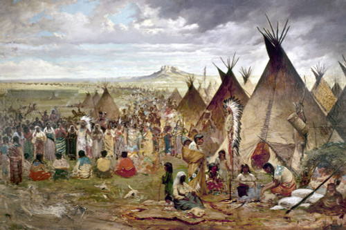 Sioux Encampment. /Nlarge Sioux Encampment. Oil On Canvas By Jules Tavernier, C1874-84. Poster Print by Granger Collection - Item # VARGRC0102353