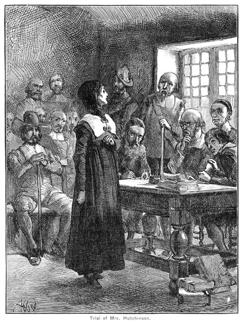 Anne Hutchinson (1591-1643). /Nenglish Religious Liberal In America. The Trial Of Anne Hutchinson At Boston In 1637. Wood Engraving, American, 19Th Century, After Edwin Austin Abbey. Poster Print by Granger Collection - Item # VARGRC0003958