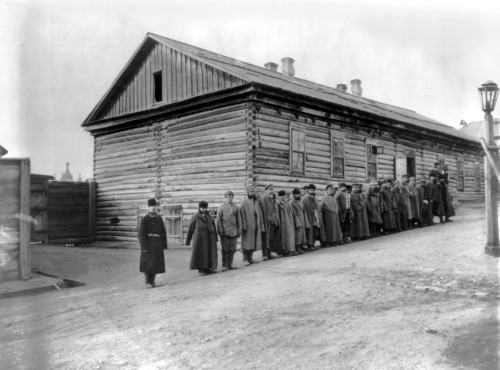Russia: Prison Camp, 1895. /Nrussian Convicts Lined Up Outside A Dormitory At Khabarovsk In Eastern Siberia. Photographed By William Henry Jackson, 1895. Poster Print by Granger Collection - Item # VARGRC0121221