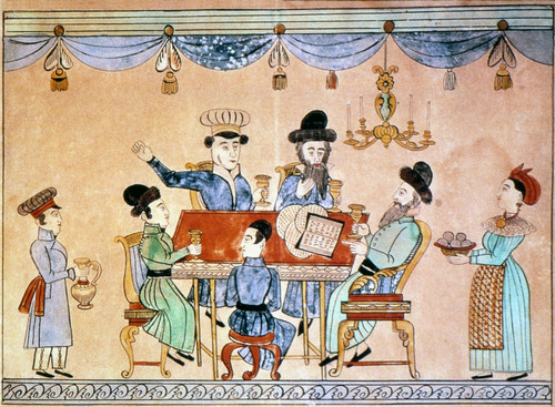 Art: Passover Seder. /Na Passover Seder. Russian-Jewish Folk Art Painting, 19Th Century. Poster Print by Granger Collection - Item # VARGRC0049366