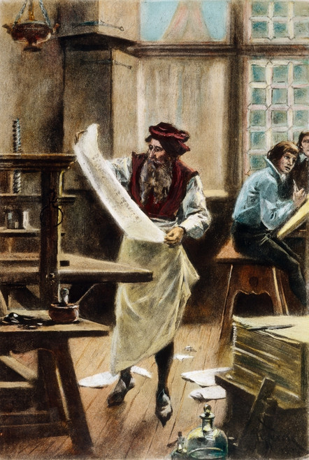 Johann Gutenberg /N(C1395-1468). German Printer. After A Painting, 1894, By Jean Leon Gerome Ferris. Poster Print by Granger Collection - Item # VARGRC0009521