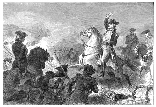 Battle Of Monmouth, 1778. /Ngeneral George Washington At The Battle Of Monmouth, New Jersey, 28 June 1778. Engraving, 19Th Century. Poster Print by Granger Collection - Item # VARGRC0000596