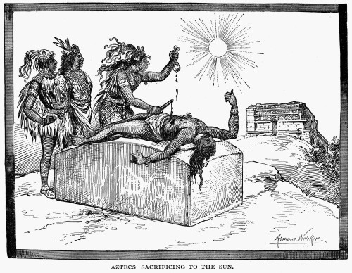 Mexico: Aztec Sacrifice. /N'Aztecs Sacrificing To The Sun.' Drawing, Late 19Th Century. Poster Print by Granger Collection - Item # VARGRC0029403
