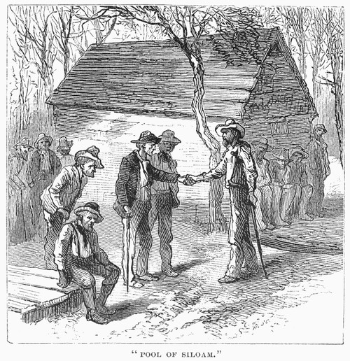 Arkansas: Hot Springs, 1878. /N'Pool Of Siloam.' Shed Built Over A Hot Spring Used By Poor People, Camping In Tents At 'Ral' On Hot Springs Mountain, Arkansas. Wood Engraving, American, 1878. Poster Print by Granger Collection - Item # VARGRC0101042