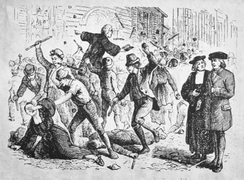 Anti-Methodist Riots, 1750. /Nprotestants Rioting In Cork, Ireland, During John Wesley'S Second Visit, 1750, To The Town, Accompanied By Christopher Hopper. Wood Engraving, Late 19Th Century. Poster Print by Granger Collection - Item # VARGRC0098397