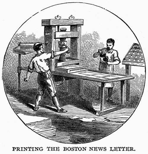 Boston: Printers. /Nprinting The 'Boston News-Letter' In The Early 18Th Century. Line Engraving, 19Th Century. Poster Print by Granger Collection - Item # VARGRC0092885