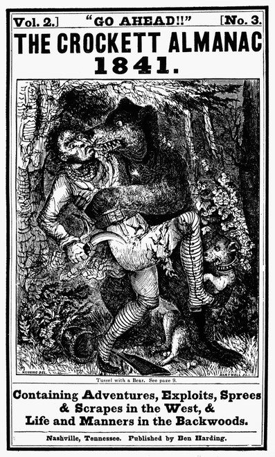 Davy Crockett (1786-1836). /Namerican Frontiersman. Cover Of The 'Crockett Almanac,' 1841, One Of The Many Publications That Mixed Fact And Fiction To Create The Crockett Legend. Poster Print by Granger Collection - Item # VARGRC0004368