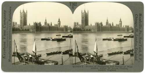 England: River Thames. /N'Houses Of Parliament And Towers Of Westminster Abbey, W. Across Thames, London, England.' Stereograph, C1910. Poster Print by Granger Collection - Item # VARGRC0322972