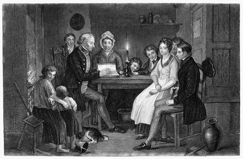 Family Reading, 1840. /N'Saturday Night.' Line And Stipple Engraving, C1840. Poster Print by Granger Collection - Item # VARGRC0042315