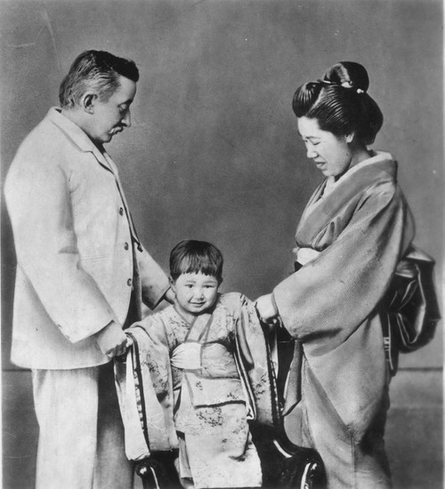 Lafcadio Hearn (1850-1904). /Namerican Writer, Born In Greece Of Greek And British Parents. Photographed With His Wife, Setsuko Koizumi, And Their Son. Poster Print by Granger Collection - Item # VARGRC0065901