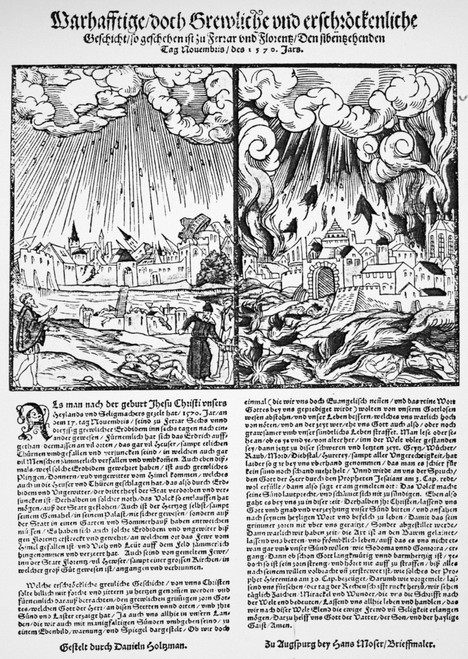 Italy: Earthquakes, 1570. /Nannouncement In A Contemporary German Woodcut Broadside Of Earthquakes In Italy, At Ferrara And Florence, On 17 November 1570. Poster Print by Granger Collection - Item # VARGRC0015776
