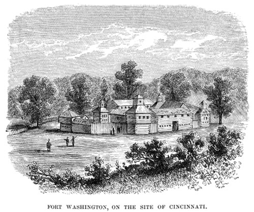 Fort Washington, C1790. /Nbeside The Village Of Cincinnati, Ohio, C1790. Wood Engraving, 19Th Century. Poster Print by Granger Collection - Item # VARGRC0051138