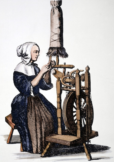 Woman Spinning. /Nline Engraving, 17Th Century. Poster Print by Granger Collection - Item # VARGRC0065237