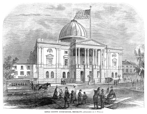 Brooklyn: Courthouse, 1865. /Nthe Kings County Courthouse In Brooklyn, New York. Wood Engraving, American, 1865. Poster Print by Granger Collection - Item # VARGRC0354903