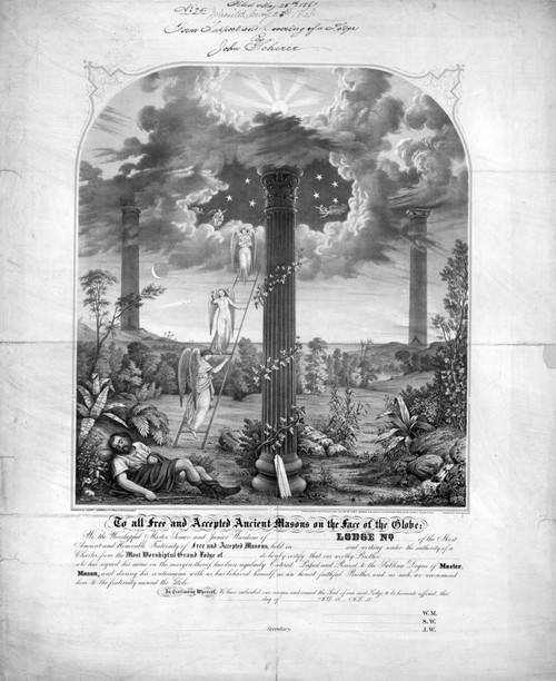 Freemasons Certificate. /Nfreemasons Membership Certificate, 25 May 1861. Poster Print by Granger Collection - Item # VARGRC0108143