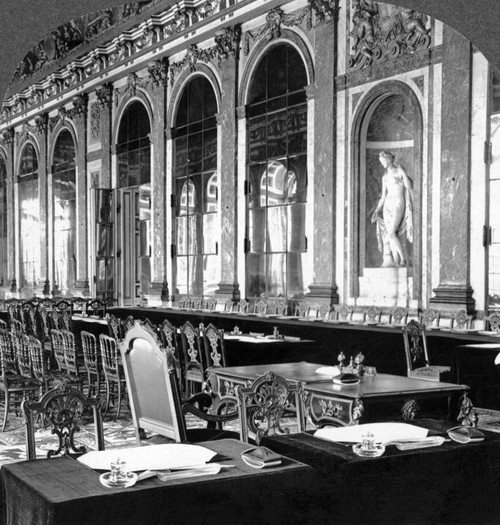 France: Versailles, 1919. /Nthe Hall Of Mirrors At The Palace Of Versailles, Set Up With Tables Where The Peace Treaty Was Signed On 28 June 1919. Poster Print by Granger Collection - Item # VARGRC0092786
