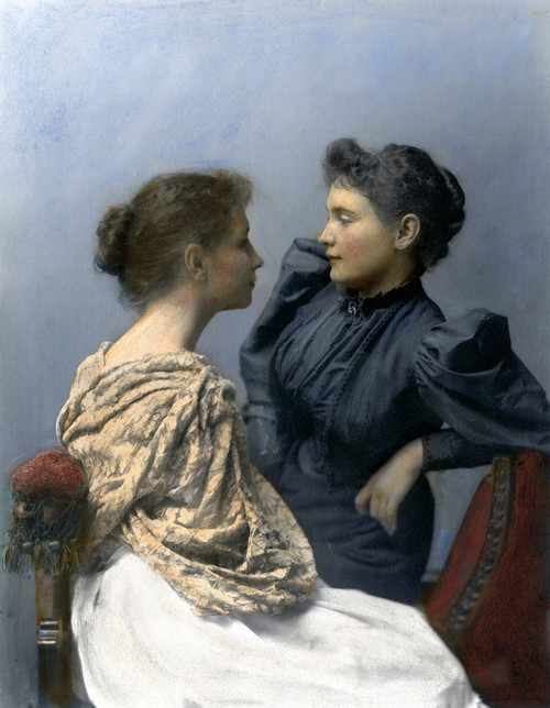 Helen Adams Keller /N(1880-1968). American Author And Lecturer. Keller (Left) With Anne Sullivan Macy (1866-1936), American Educator. Oil Over A Photograph, 1893. Poster Print by Granger Collection - Item # VARGRC0107490