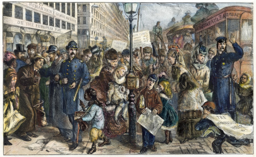 Nyc: Downtown, 1875. /Nthe Crowded Intersection Of Broadway And Spring Street. Wood Engraving, 1875. Poster Print by Granger Collection - Item # VARGRC0009758