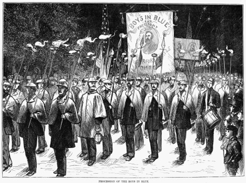 Veteran March, 1876. /Namerican Civil War Veterans Carrying The Torch For Rutherford B. Hayes In Brooklyn, New York. Wood Engraving From A Contemporary American Newspaper. Poster Print by Granger Collection - Item # VARGRC0045669