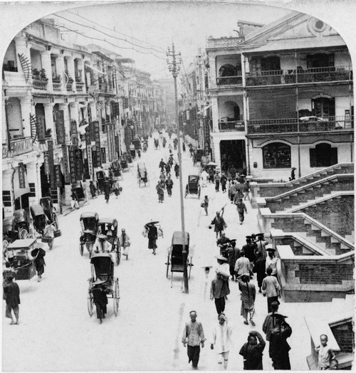 China: Hong Kong, C1896. /Npedestrians And Rickshaws On Queen Street, Hong Kong, China. Streograph. C1896. Poster Print by Granger Collection - Item # VARGRC0115982