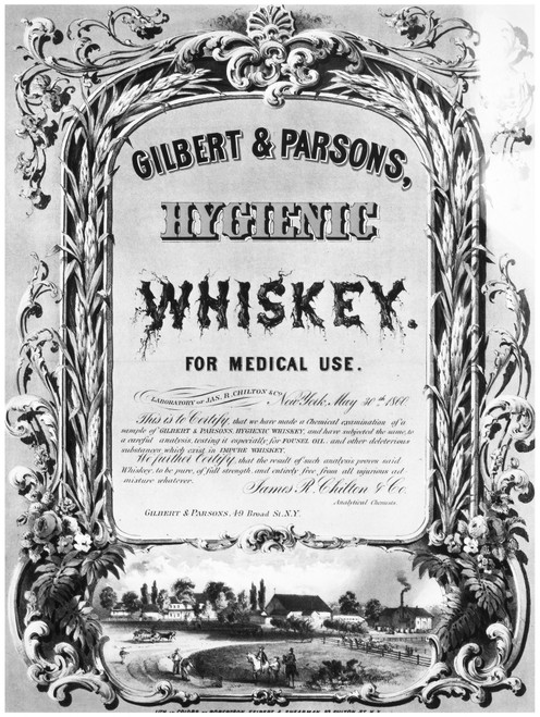 Patent Medicine Poster. /Nlithograph Poster For Gilbert & Parsons' 'Hygenic Whiskey,' American, 1860. Poster Print by Granger Collection - Item # VARGRC0012861