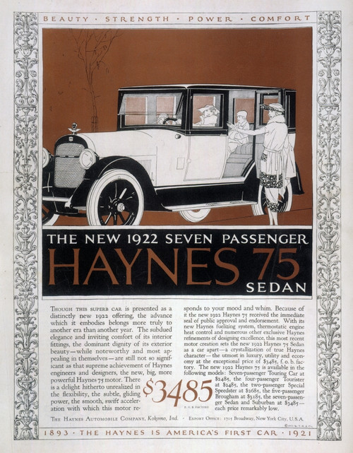 Automobile Ad, 1921. /Nhaynes Automobile Advertisement From An American Magazine Of 1921. Poster Print by Granger Collection - Item # VARGRC0055032