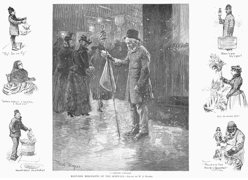 New York: Peddlers, 1891. /Na Pretzel Peddler And Other Sidewalk Vendors On New York'S East Side. Wood Engravings After W.A. Rogers, 1891. Poster Print by Granger Collection - Item # VARGRC0088817