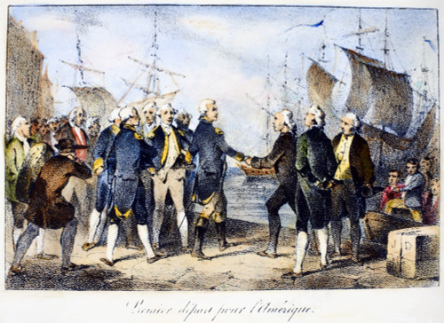 Marquis De Lafayette /N(1757-1834). French Soldier And Statesman. Lafayette'S Departure For America, 1777. Lithograph, French, 19Th Century. Poster Print by Granger Collection - Item # VARGRC0085619