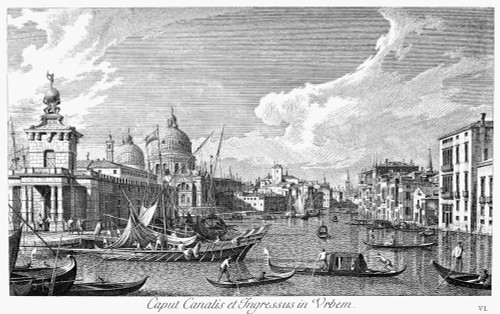 Venice: Grand Canal, 1742. /Nentrance To The Grand Canal In Venice, Italy, Looking West. Line Engraving, 1742, By Antonio Visentini After Canaletto. Poster Print by Granger Collection - Item # VARGRC0091254