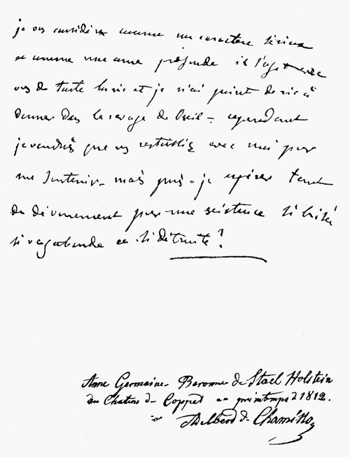 Madame De Stael Letter. /Nholograph Letter Written In The Spring Of 1812 By Madame De Stael (1766-1817) To The German Writer And Naturalist, Adelbert Von Chamisso. Poster Print by Granger Collection - Item # VARGRC0071300