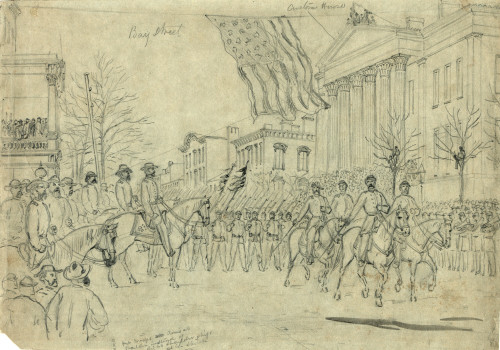 Civil War: Savannah, 1864. /Ngeneral William Tecumseh Sherman Reviewing His Army In Savannah, Georgia. Drawn From Life By William Waud, December 1864. Poster Print by Granger Collection - Item # VARGRC0121654